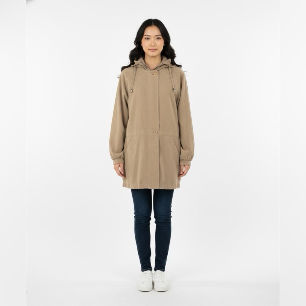 London Fog Vintage Limited Edition Soft Hooded Utility Jacket Tan Small Regular